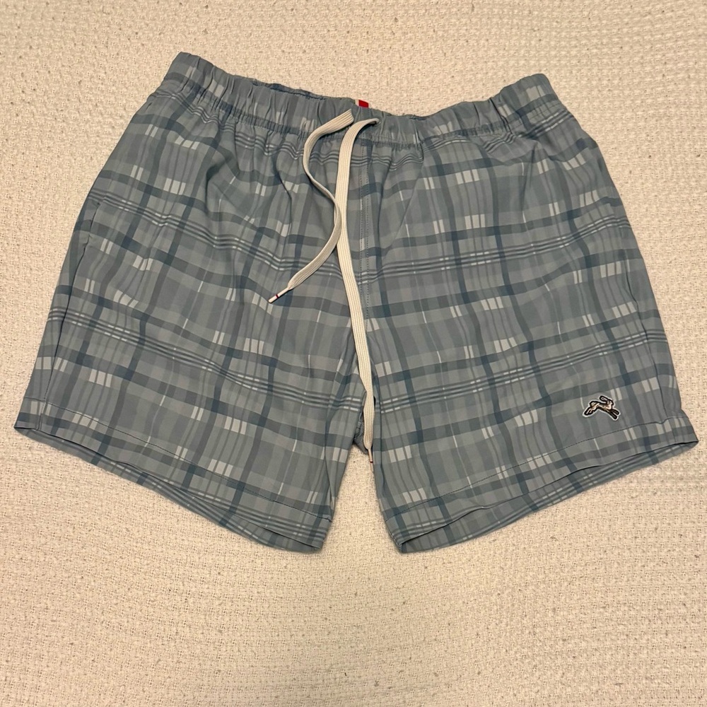 Tracksmith Blue Plaid Athletic Shorts